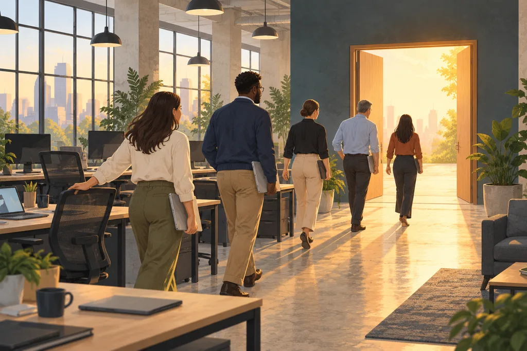 Des salariés quittent leurs bureaux pour rejoindre une salle de sport.
